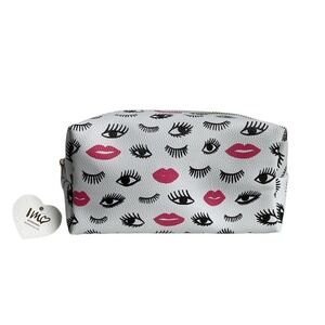 🍀Imoshion Eyelashes and Lips Faux Pebbled Leather Cosmetic Bag Brand New